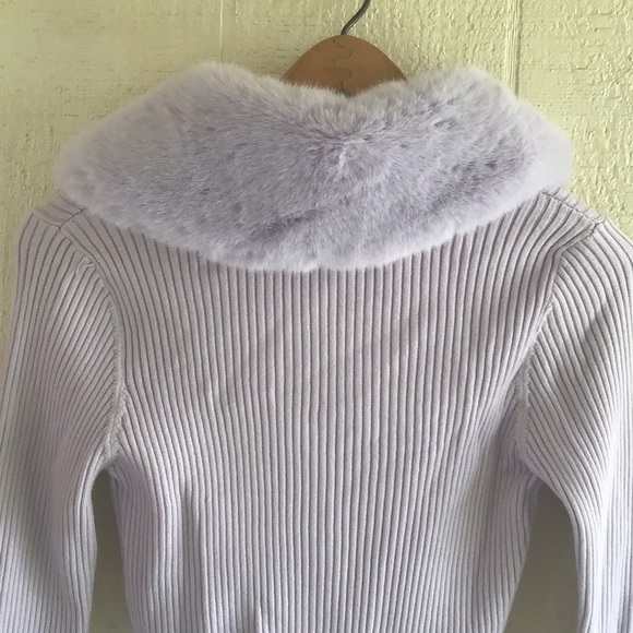 Zara lilac light purple faux fur ribbed cardigan sweater - Picture 4 of 13